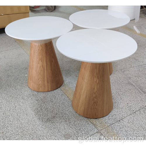 White Round Wood Coffee Table white round table top MDF center coffee table Supplier